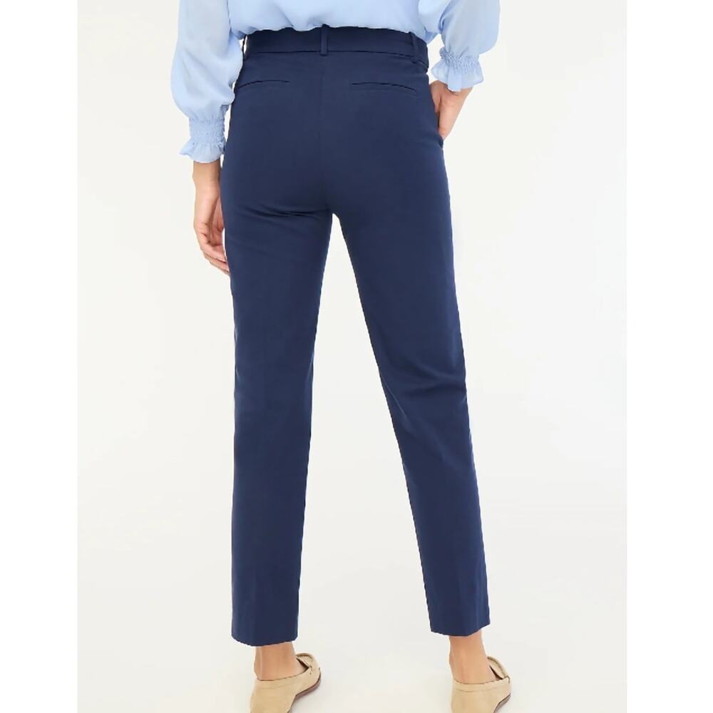 J Crew Petite Kallie Straight Leg Ankle Pants Navy Blue Cotton Blend Corpcore 8P - Picture 2 of 11
